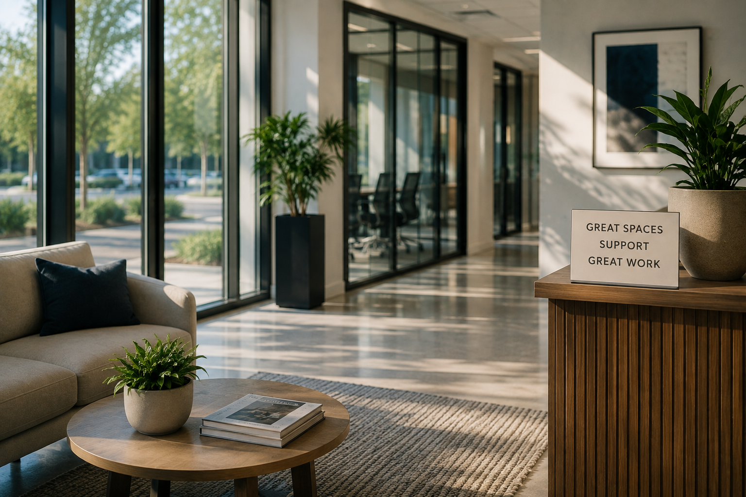 Clean, welcoming commercial workspace